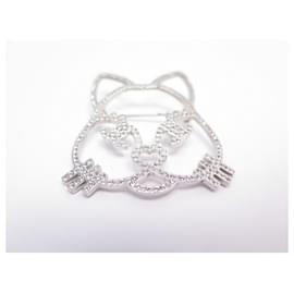 Chanel-NUEVO BROCHE CHANEL CHAT CHOUPETTE PLATA STRASS + CAJA DE COLECCIONISTA NUEVO BROCHE-Plata