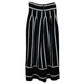 Maje Jamais Jupe Midi en Maille Jacquard en Viscose Noire Noir