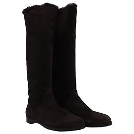 Botas até o joelho com forro de pele Jimmy Choo em camurça marrom Marrom