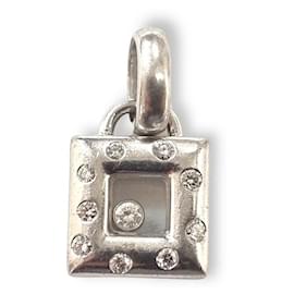 CIONDOLO QUADRATO CHOPARD HAPPY DIAMONDS 79/4986-20 PENDENTE DIAMANTI IN ORO BIANCO Argento
