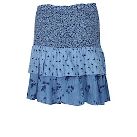 Baum und Pferdgarten-Baum und Pferdgarten Salwa Tiered Printed Mini Skirt in Blue Viscose-Other