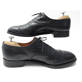 JM Weston-JM WESTON RICHELIEU STRAIGHT TOE SHOES 300 9.5E 43.5 Wide 44 black leather-Black
