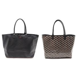 NEU GOYARD ANJOU PM HANDTASCHE WENDEBARE CANVAS-LEDER CABAS + EINKAUFTASCHE Schwarz