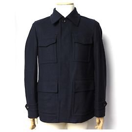 NEW BELSTAFF CHATTERFORD COAT 71050429 48 M IN BLUE WOOL NEW WOOL COAT Navy blue