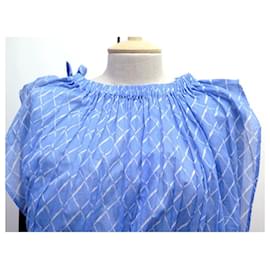 Chanel-NEW SUMMER DRESS CHANEL PATTERN QUILTED P32352 LINE AIR BLUE SUMMER DRESS-Blue