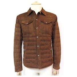 Ralph Lauren-RALPH LAUREN POLO JACKET 48 M LEATHER JACKET PADDED DOWN SHIRT COAT-Brown