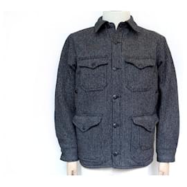 Ralph Lauren-NEW lined R RALPH LAUREN COAT 48 M IN NAVY BLUE MELANGE WOOL COAT-Navy blue