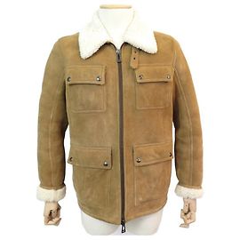 NEW BELSTAFF UPLAND T COAT 50 M LEATHER SHEARLING JACKET Taupe