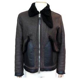 COACH COAT 21850 SHEARLING JACKET 48 M BROWN LEATHER JACKET COAT Brown