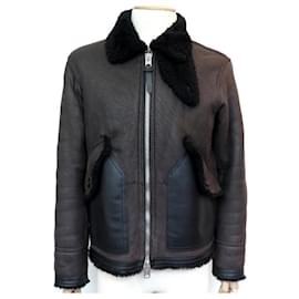 Coach-COACH COAT 21850 SHEARLING JACKET 48 M BROWN LEATHER JACKET COAT-Brown