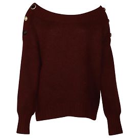 Veronica Beard Chase schulterfreier Pullover aus burgunderroter Alpakawolle Rot Bordeaux