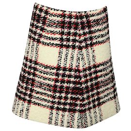 Tory Burch Plaid Tweed A-line Skirt in Multicolor Wool Other Python print
