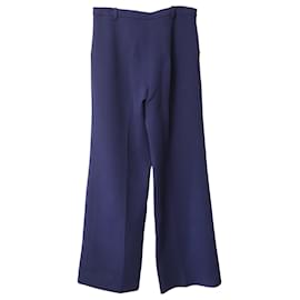 Roland Mouret-Pantalon Large Roland Mouret en Laine Bleue-Bleu