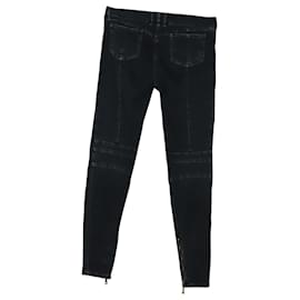 Balmain-Balmain Skinny Biker Jeans in Black Cotton-Black