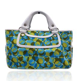 Céline Multicolor Canvas Leder Boogie Satchel Tote Bag Handtasche Türkis