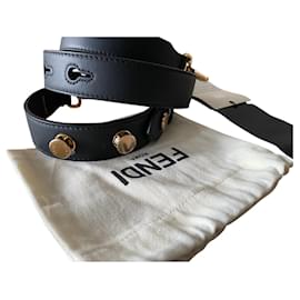 Fendi-New black and gold fendi STRAP YOU bag handle strap-Black,Golden