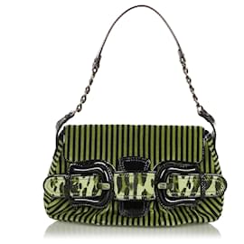 Fendi-Sac à bandoulière en velours Pequin marron Fendi-Marron,Noir