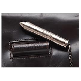Jean Paul Gaultier-[Used] Jean Paul GAULTIER Bullet Fastener Leather Shoulder Bag Dark Brown Gray-Grey,Dark brown