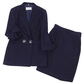 Gianfranco Ferré Vintage Gianfranco Ferre Suit Setup lined Breasted Jacket Skirt Wool Plain Made in Italy Navy Size 40 (M Equivalent) Navy blue