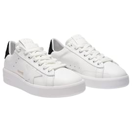 Golden Goose Deluxe Brand-Pure Star Sneakers in White and Black Leather-White