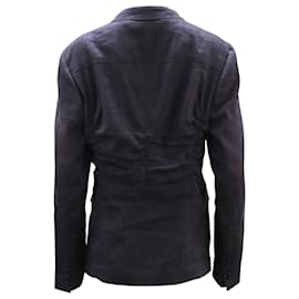 Burberry-Burberry Single-Breasted Jacket Blazer in Navy Blue Cotton-Navy blue