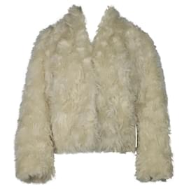 Vince-Vince Plush Jacket in Cream Faux Fur-White,Cream