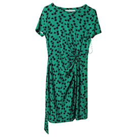 Diane Von Furstenberg-Diane Von Furstenberg Zoe Printed Tie Midi Dress in Green Viscose-Green