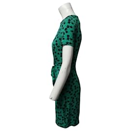 Diane Von Furstenberg-Diane Von Furstenberg Zoe Vestido midi estampado com gravata em viscose verde-Verde