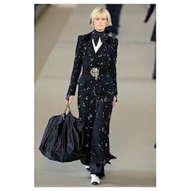 Chanel-RARE Strass Embellished Runway Coat-Black