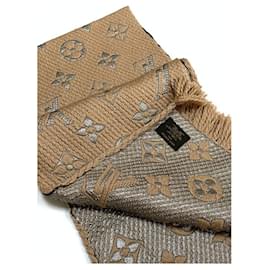 Louis Vuitton-Logomania beige shine scarf-Beige
