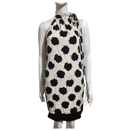 Diane Von Furstenberg Abito in seta DvF Hermione avorio e nero Nero Bianco