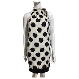Diane Von Furstenberg-Ivory and black DvF Hermione  silk dress-Black,White