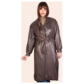 Autre Marque-Luxury lambskin trench coat-Taupe