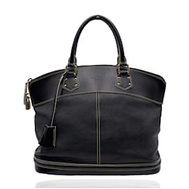 Louis Vuitton-Black Suhali Leather Lockit MM Handbag Satchel-Black