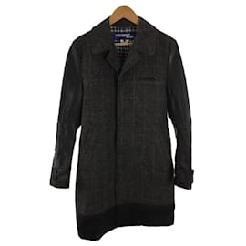 Junya Watanabe-JUNYA WATANABE COMME des GARCONS MAN AD2019 / Leather switching tweed coat / S / Wool / Gray / Glen check / WD-C007-Grey
