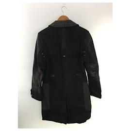 Junya Watanabe-JUNYA WATANABE COMME des GARCONS MAN AD2019 / Leather switching tweed coat / S / Wool / Gray / Glen check / WD-C007-Grey