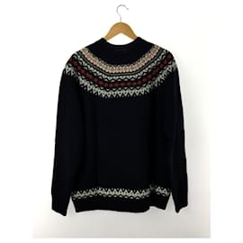 Junya Watanabe-JUNYA WATANABE COMME des GARCONS MAN WH-N002 / 21AW / AD2021 / Nordic pattern / sweater (thick) / L / wool / navy-Navy blue