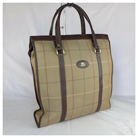 Burberry-Vintage Burberry tote from canvas and leather-Multiple colors,Khaki