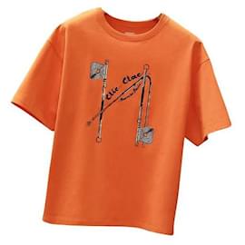 Hermès-T-shirt in cotone Clic Clac-Arancione