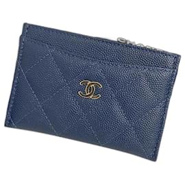 Chanel-Porta-cartões de couro caviar azul marinho Chanel-Azul marinho