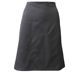 Alexander Mcqueen-Alexander McQueen Pleated MIdi Skirt in Black Virgin Wool-Black