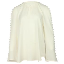 Zimmermann Langarm-Bluse mit Knopfverzierung aus cremefarbenem Polyester Weiß Roh