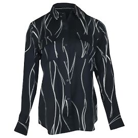 Camicia Equipment Line Print in Seta Nera Nero