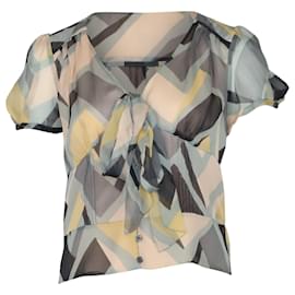 Diane Von Furstenberg-Diane Von Furstenberg Printed Pussy Bow Top in Multicolor Silk-Multiple colors