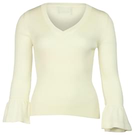 Autre Marque-Boutique Moschino Pullover mit Rüschenärmeln aus cremefarbener Wolle-Weiß,Roh