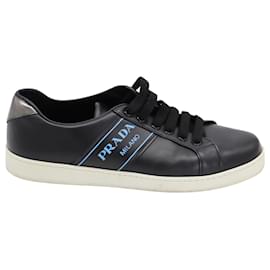 Prada-Prada Lace-Up Sneakers in Black Leather-Black