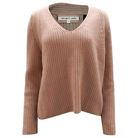 Helmut Lang Pullover mit V-Ausschnitt aus rosa Wolle Pink