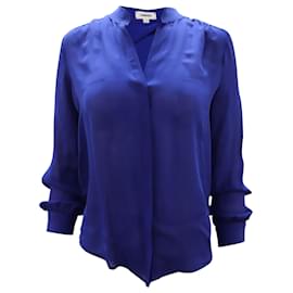 L'Agence-L'agence Bianca Blouse in Blue Silk-Blue
