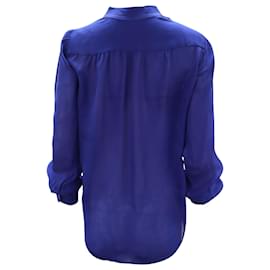 L'Agence-L'agence Bianca Blouse in Blue Silk-Blue