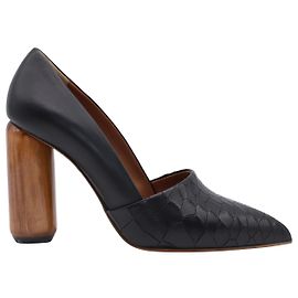Mulberry Escarpins à Talons Bois en Crocodile Noir Noir